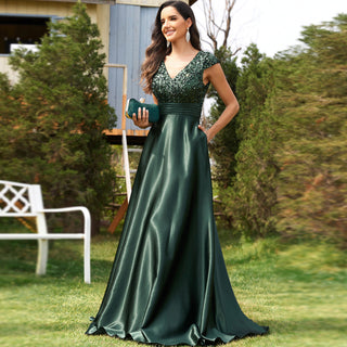 Prom Dress Evening Gown with Cap Sleeve