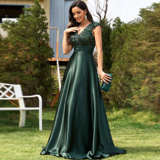 Prom Dress Evening Gown with Cap Sleeve