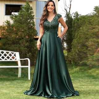 Prom Dress Evening Gown with Cap Sleeve