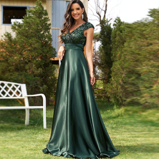 Prom Dress Evening Gown with Cap Sleeve