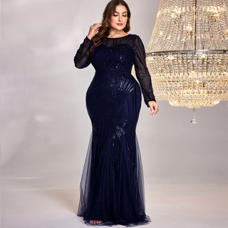 Sparkly Sequins Evening Dress Long Sleeves Wedding Party Maxi Dress