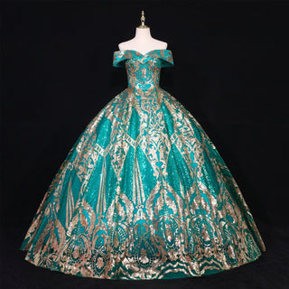 Multicolor Sparky Sequins Off The Shoulder Ball Gown Quinceanera Dresses