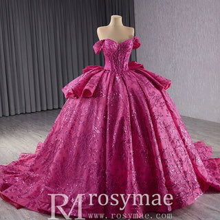 Puffy Off the Shoulder Ball Gown Rose Quinceanera Dress