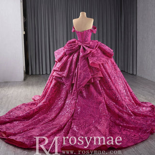 Puffy Off the Shoulder Ball Gown Rose Quinceanera Dress