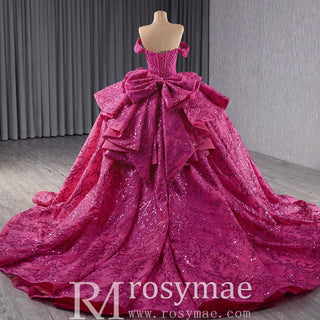 Puffy Off the Shoulder Ball Gown Rose Quinceanera Dress