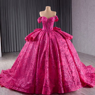 Puffy Off the Shoulder Ball Gown Rose Quinceanera Dress