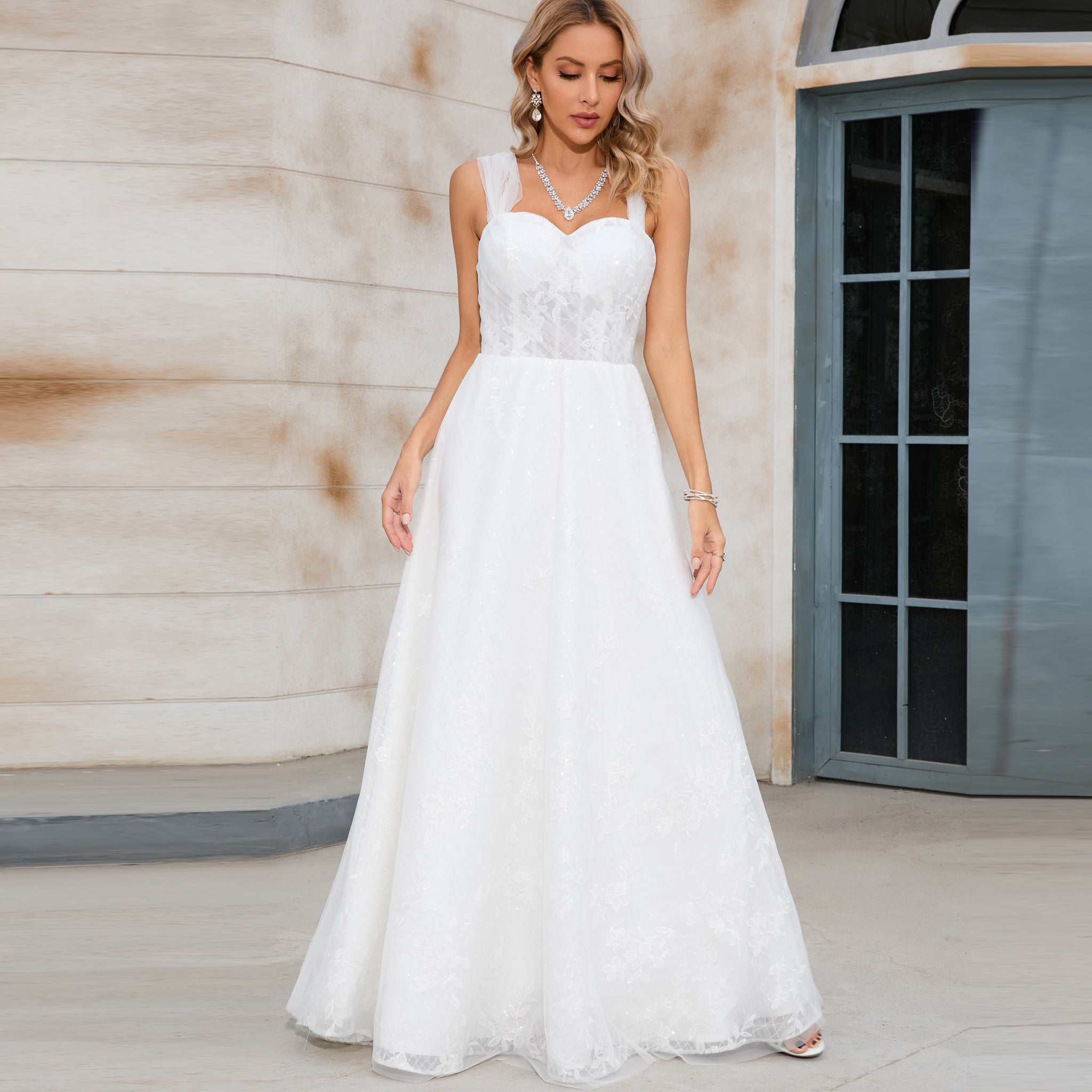 Simple strappy wedding outlet dresses