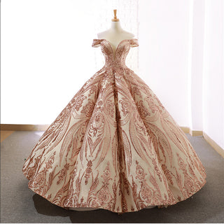 Elegant Off The Shoulder Sequin Ball Gown Sparky Quinceanera Dress