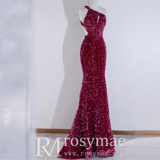 One Shoulder Sequin Evening Gowns Party Fomal Dresses for Women