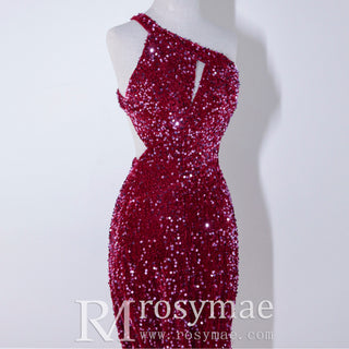 One Shoulder Sequin Evening Gowns Party Fomal Dresses for Women