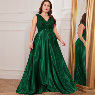 Long Maxi Dress Formal Prom Gown With V-Neckline And Pockets