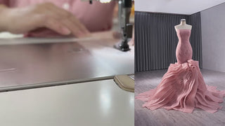 High-End Blushing Pink Cascading Ruffles Flower Mermaid Prom Dresses