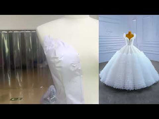 Vintage Tiered Ruffle Puffy Wedding Dress Princess Bridal Gown