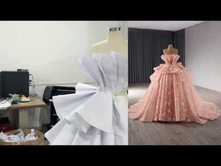 Handmade 3D Butterfly Quinceanera Dress Ball Gown with Ruffle