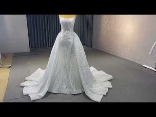 Shimmering Mermaid Wedding Dress with Detachable Train