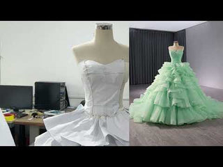 High-end Light Green Ruffles Prom Gown Ball Gown Quinceanera Dress