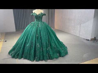 Spring Green Ball Gown Quinceanera Dress with Off the Shoulder