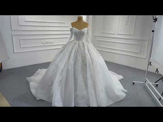 Luxury Wedding Dress Off the Shoulder Long Sleeve Wedding Gown