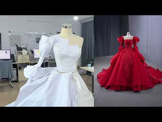 Vintage High-end Ruffles Wedding Dress Puffy 3/4 Sleeve Quinceanera Gown