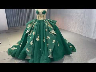 High-end Vintage Pearl Sequins Ruffles Prom Dress Quinceanera Gown