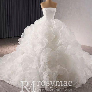 Classic Big Skirt Wedding Dress Strapless Ball Gown Bridal Gown