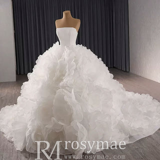 Classic Big Skirt Wedding Dress Strapless Ball Gown Bridal Gown