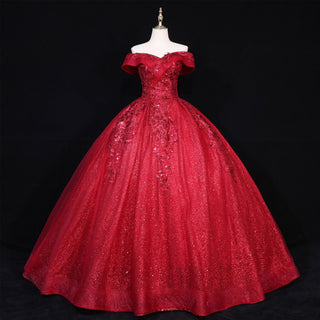 Sparky Off The Shoulder Ball Gown Lace Applique Quinceanera Dresses
