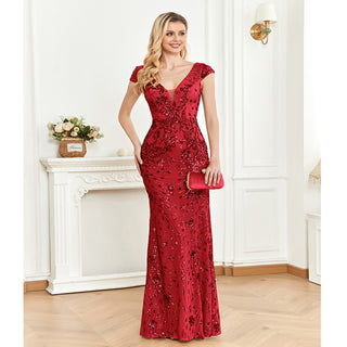 Temperament Slim Formal Evening Dress Mermaid Sequins Prom Dresses