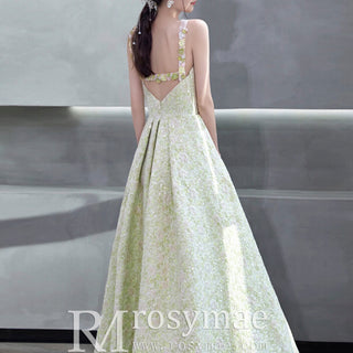 Light Green Sequin Off Shoulder Formal Evening Dress Backless Prom Gown