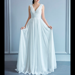 A-line Princess Chiffon V-neck Wedding Dresses with Tank Top