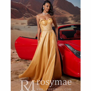 Gold Long Formal Gown Prom Dress