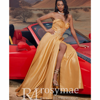 Gold Long Formal Gown Prom Dress