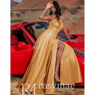 Gold Long Formal Gown Prom Dress