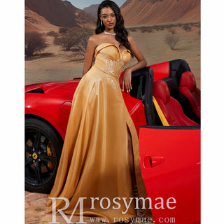 Gold Long Formal Gown Prom Dress