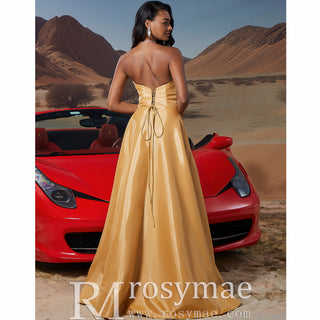 Gold Long Formal Gown Prom Dress