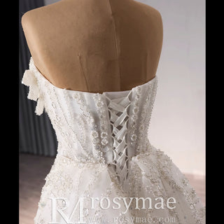 Strapless Sparkly Sweetheart Wedding Dress with Detachable Skirt