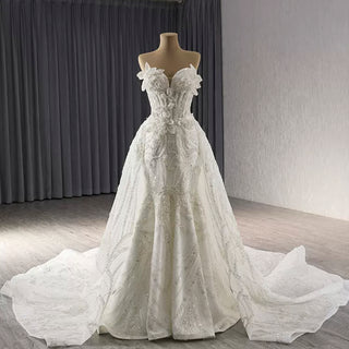 Strapless Sparkly Sweetheart Wedding Dress with Detachable Skirt