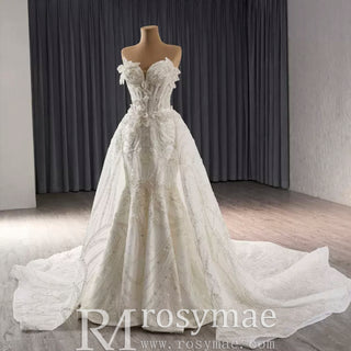 Strapless Sparkly Sweetheart Wedding Dress with Detachable Skirt