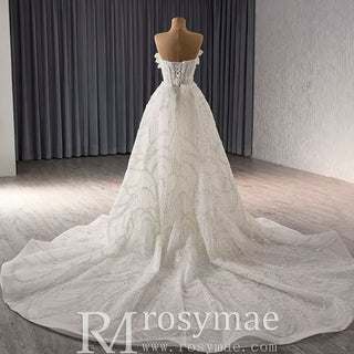 Strapless Sparkly Sweetheart Wedding Dress with Detachable Skirt