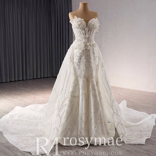 Strapless Sparkly Sweetheart Wedding Dress with Detachable Skirt