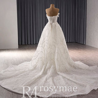 Strapless Sparkly Sweetheart Wedding Dress with Detachable Skirt