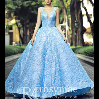 Sky Blue V Neck Quince Dress Quinceanera Gown