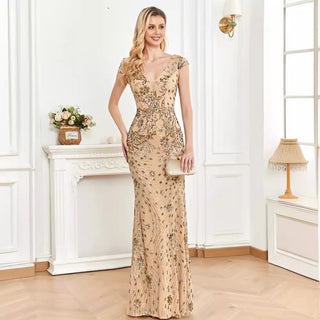 Temperament Slim Formal Evening Dress Mermaid Sequins Prom Dresses