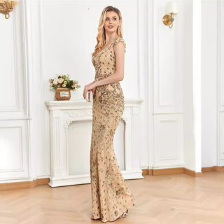 Temperament Slim Formal Evening Dress Mermaid Sequins Prom Dresses