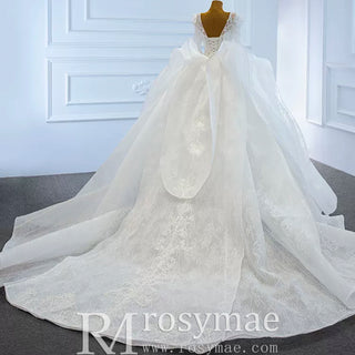 Vintage Long Sleeve Ball Gown Wedding Dress Princess Bridal Gown