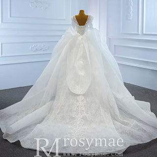 Vintage Long Sleeve Ball Gown Wedding Dress Princess Bridal Gown