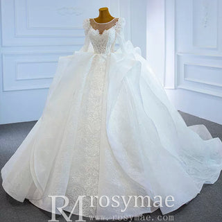 Vintage Long Sleeve Ball Gown Wedding Dress Princess Bridal Gown