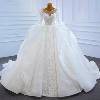 Vintage Long Sleeve Ball Gown Wedding Dress Princess Bridal Gown