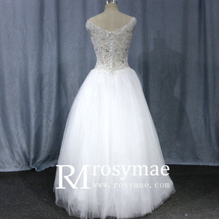 Cap Sleeve Tulle Wedding Dress