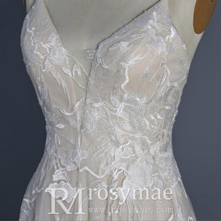 Spaghetti Strap A Line Lace Wedding Dresses Bridal Gowns